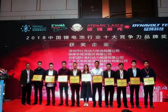 微宏荣获2018中国锂电行业十大竞争力品牌奖
