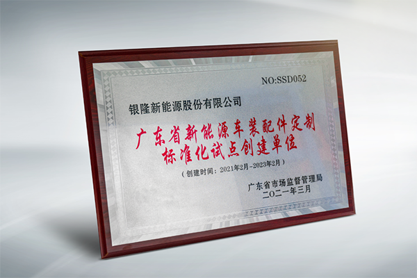 银隆授牌创建广东省新能源车装配件定制标准化试点
